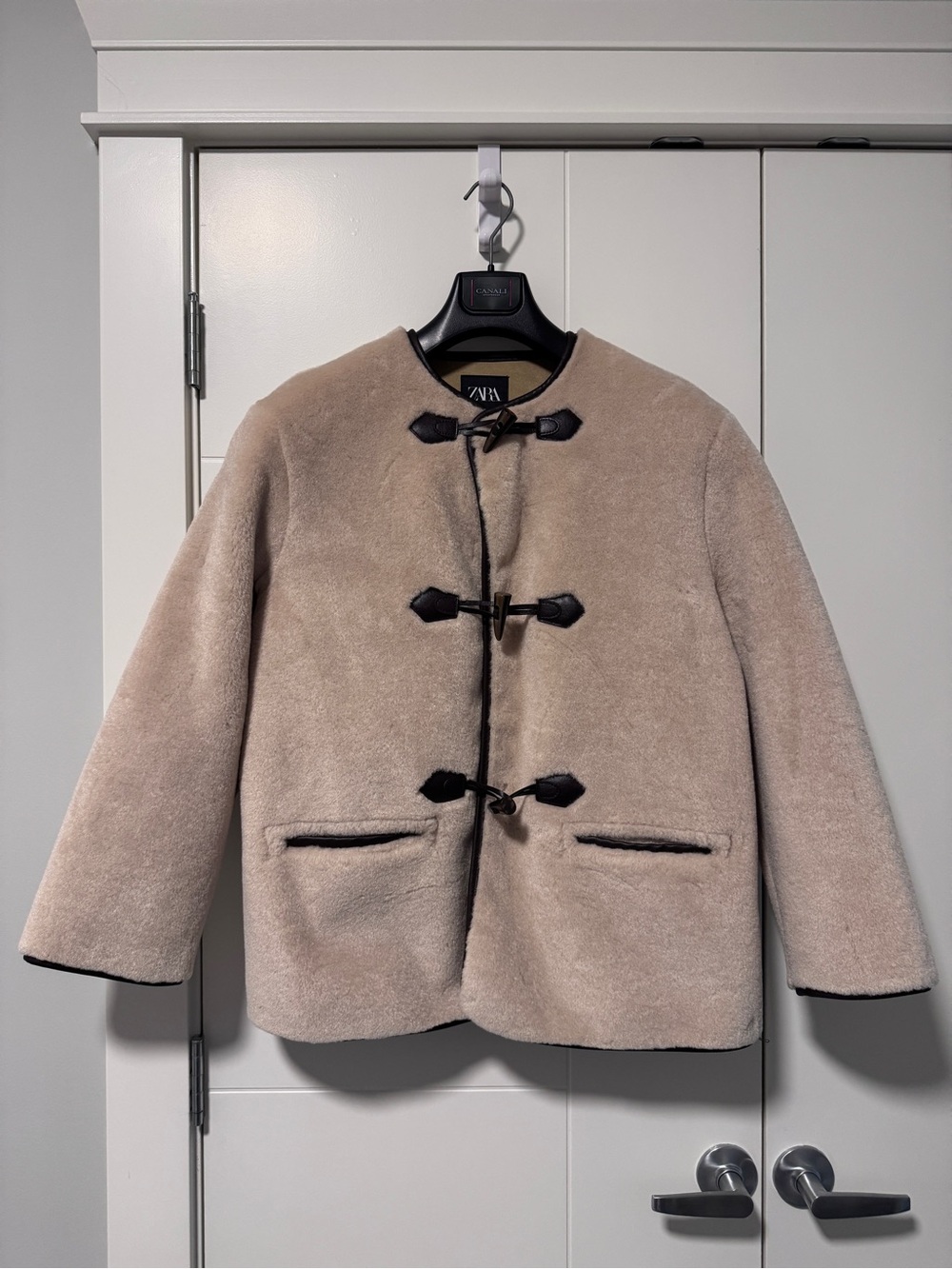 Zara faux fur coat with toggles